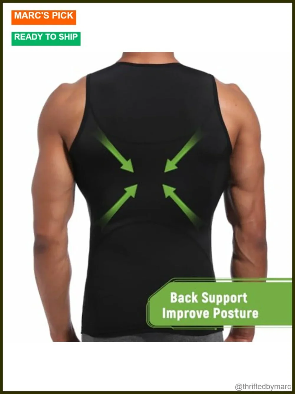 Men's Compression Shirt Shapewear Vest Tummy Control Back Support Tank Top